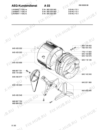 Взрыв-схема стиральной машины Aeg LAV1105 U D - Схема узла Tub